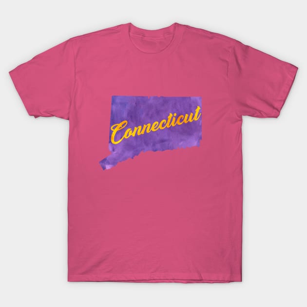 The State of Connecticut - Purple Watercolor T-Shirt by loudestkitten